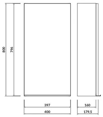 Dulap suspendat, Cersanit, Virgo, 40 cm, cu manere negru mat, stejar gri
