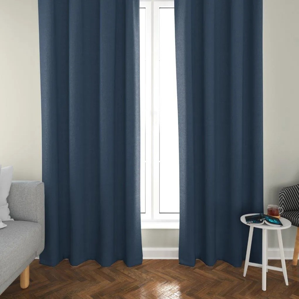 Draperie albastru închis OXFORD 140x250 cm Agatat: Inele metalice