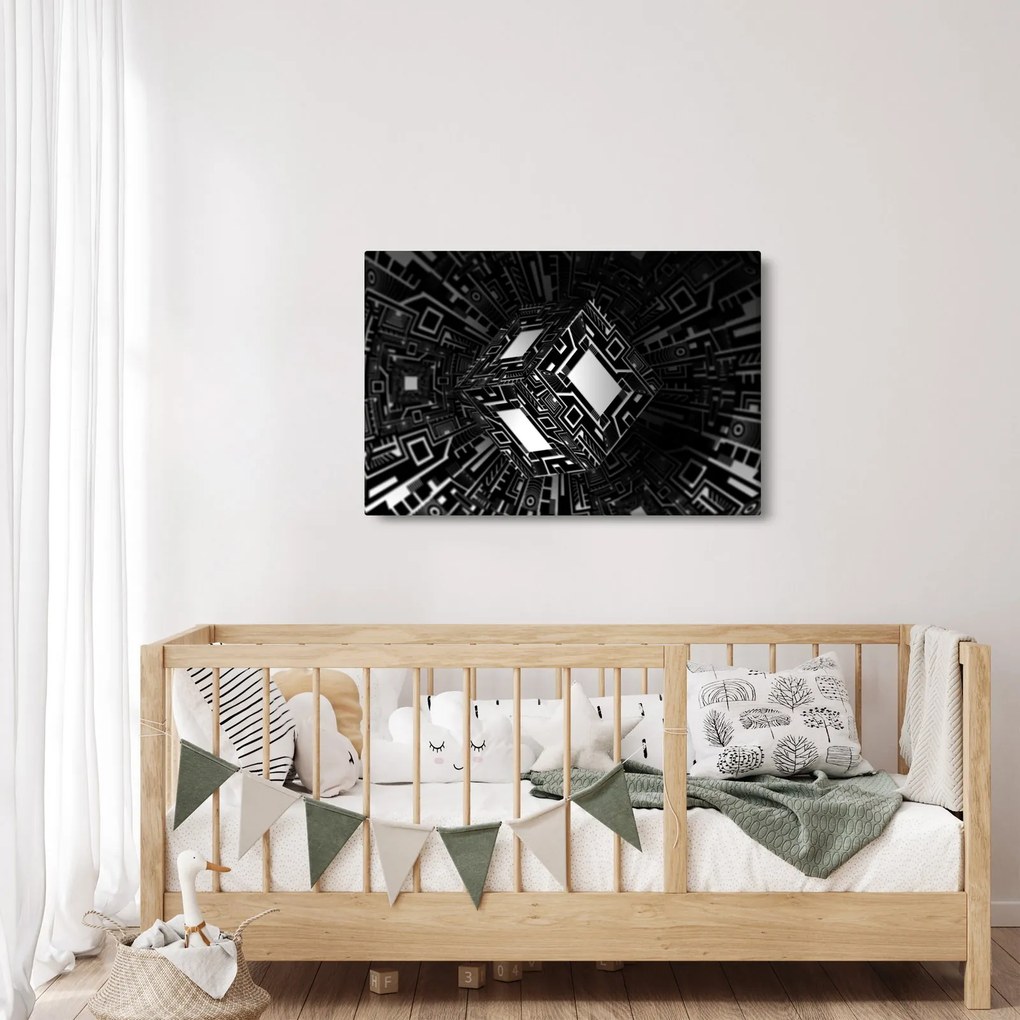 Tablou cu un cub abstract (90x60 cm)