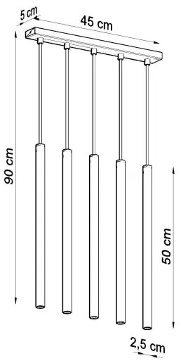 Lustră pe cablu Sollux SL.1198 PASTELO 5xG9/8W/230V auriu