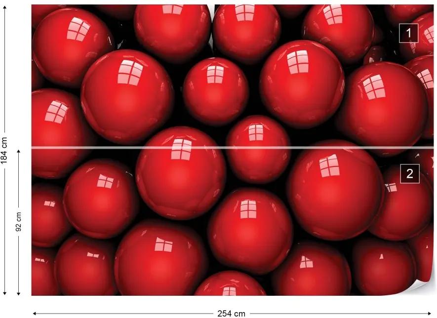 Fototapet GLIX - 3D Red Balls  + adeziv GRATUIT Tapet nețesute - 254x184 cm