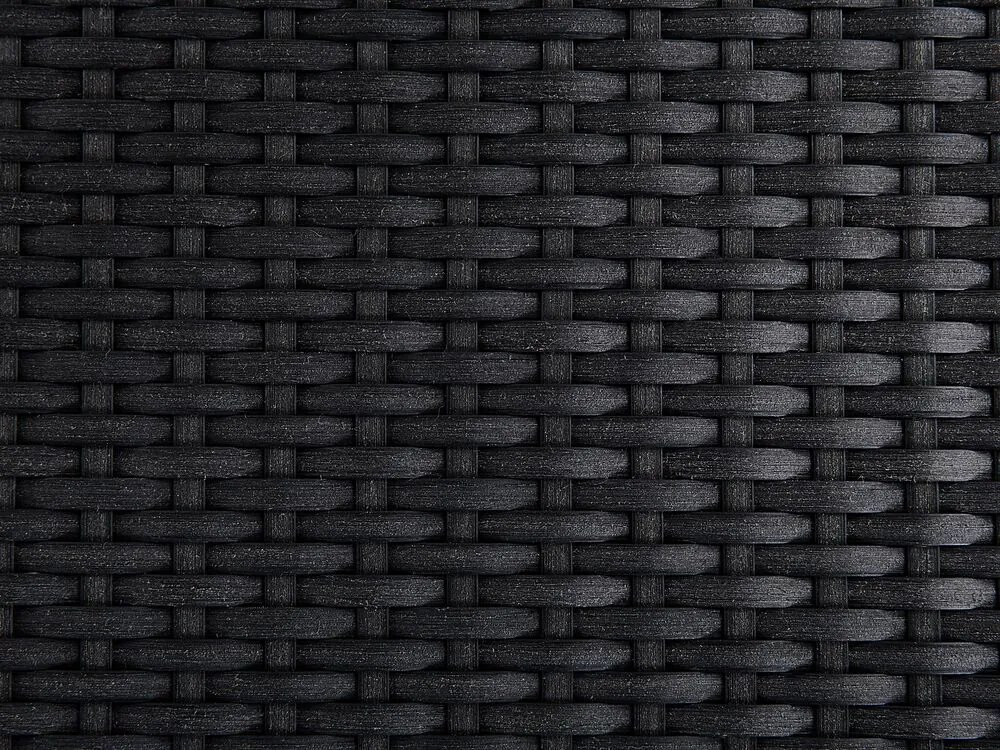 Set de masă pentru grădină Grosso (negru) (blat din sticlă 180x90 cm) (scaune din ratan) (sticlă). 1011749