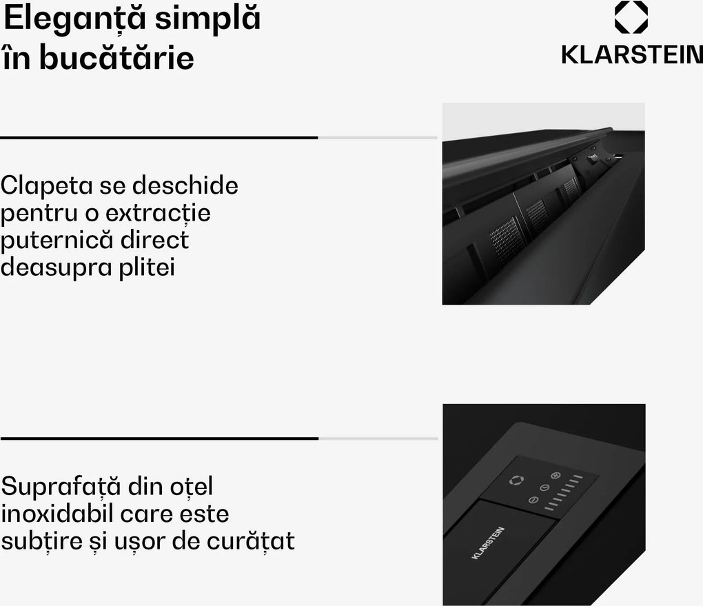 Klarstein Hota Brisa| telescopică, 586 m³/h, A+, LED, 51 dB, mod evacuare/recirculare