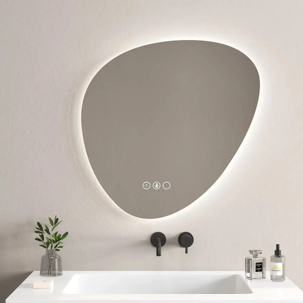 Oglinda cu iluminare si dezaburire Inter Ceramic Enrico asimetrica 80x80 cm