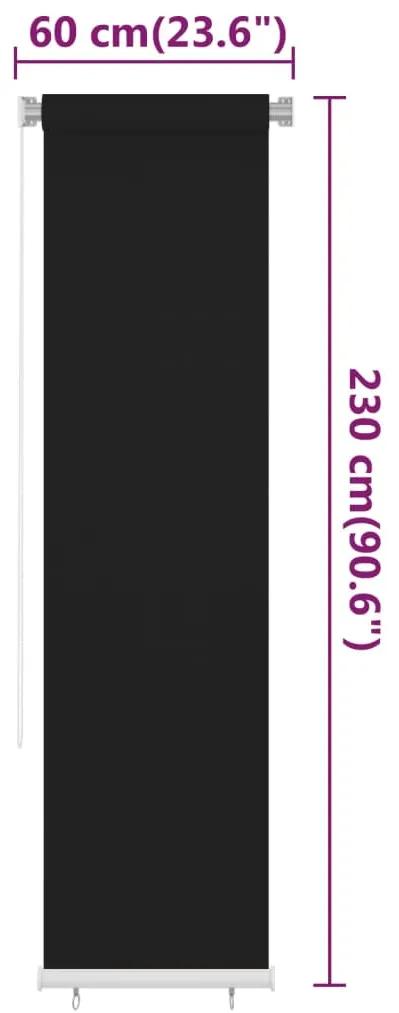 Jaluzea tip rulou de exterior, negru, 60x230 cm, HDPE Negru, 60 x 230 cm
