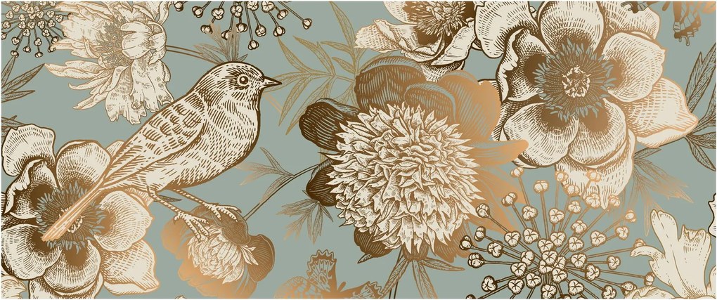 Tablou - Flori aurii (120x50 cm)