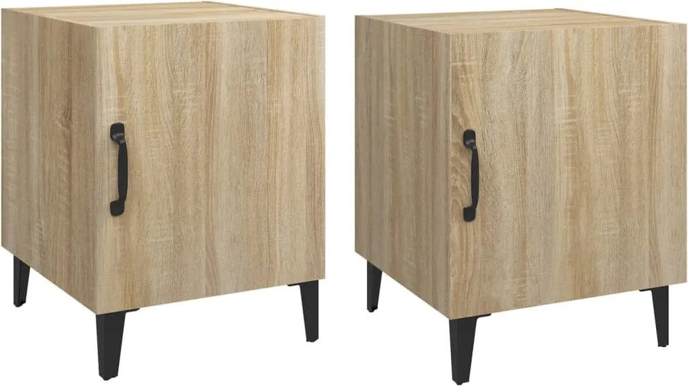 vidaXL Noptiere, 2 buc., stejar sonoma, lemn prelucrat