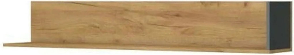 Polita SANTES, stejar auriu/gri antracit, PAL, 155x27x25 cm