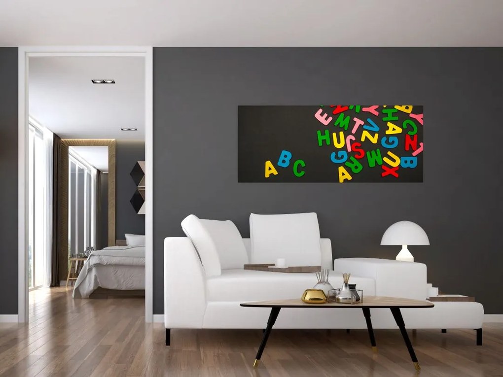 Tablou - litere colorate (120x50 cm)