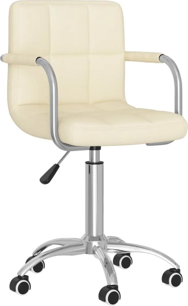 vidaXL Scaun de birou pivotant, crem, material textil
