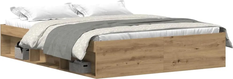 vidaXL Cadru pat fără saltea Stejar Artisan 150x200cm Lemn prelucrat