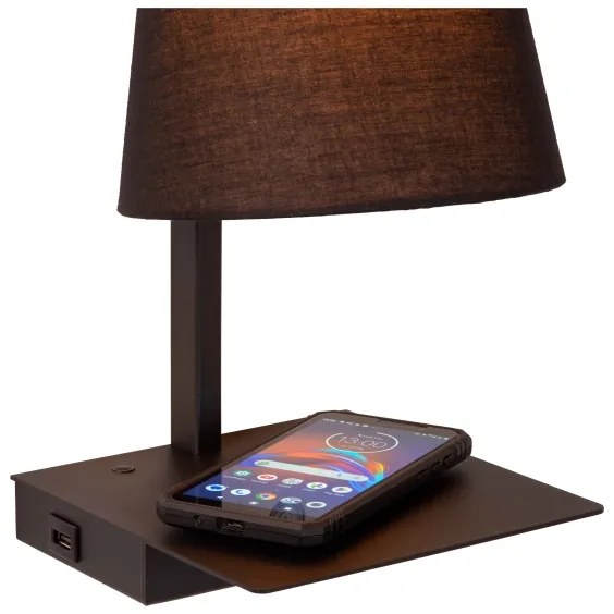 Lampă dimabilă de masă Lucide 30295/01/30 GREGORY 1xE27/60W/230V USB negru