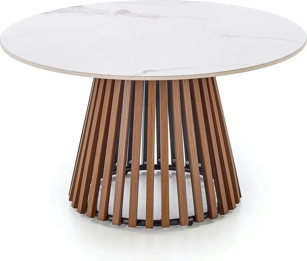 Masuta cafea MDF CARINA, bej cu efect de marmura/nuc, 80x46 cm