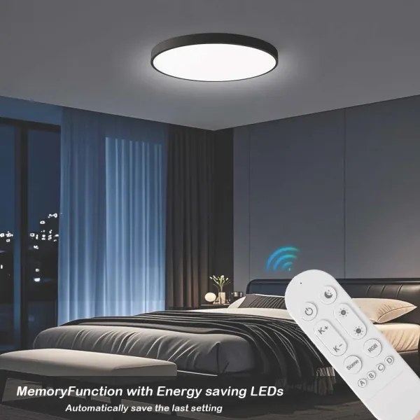 Immax NEO 07313L-LED Plafonieră dimabilă SEMPLICI 96W/230V diametru 80 cm Wi-Fi Tuya negru + telecomandă