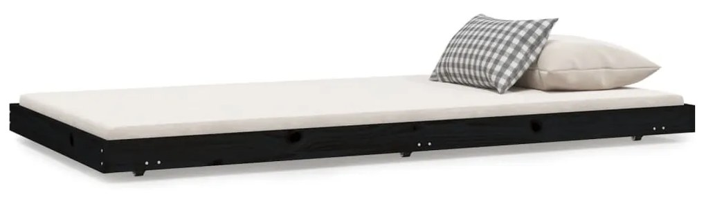 823498 vidaXL Cadru de pat, negru, 90x200 cm, lemn masiv de pin
