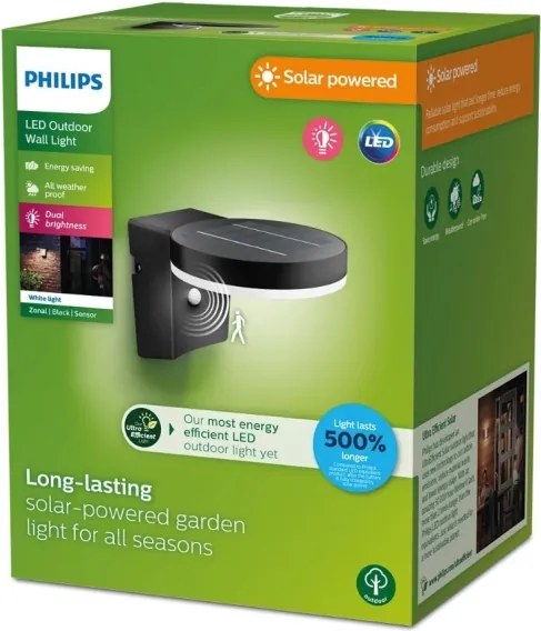 Philips ZONAL LED 1,3W 3,7V IP44 lampă solară de perete cu senzor