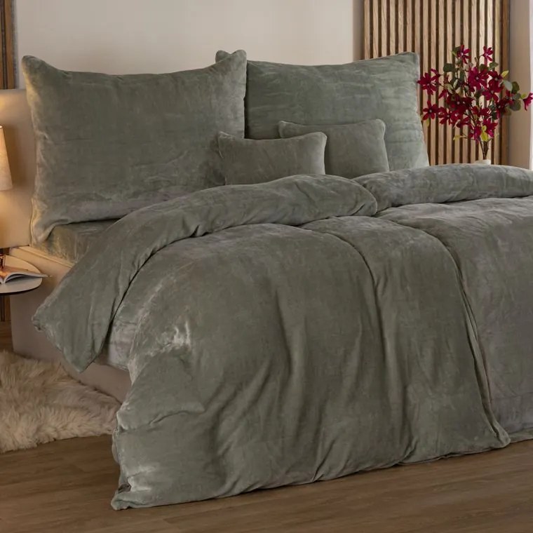 decoDoma Lenjerie de pat din micropluş, gri