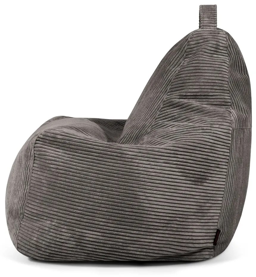 Fotoliu bean bag gri deschis cu tapițerie din catifea reiată Play Amuse – SLOWDOWN