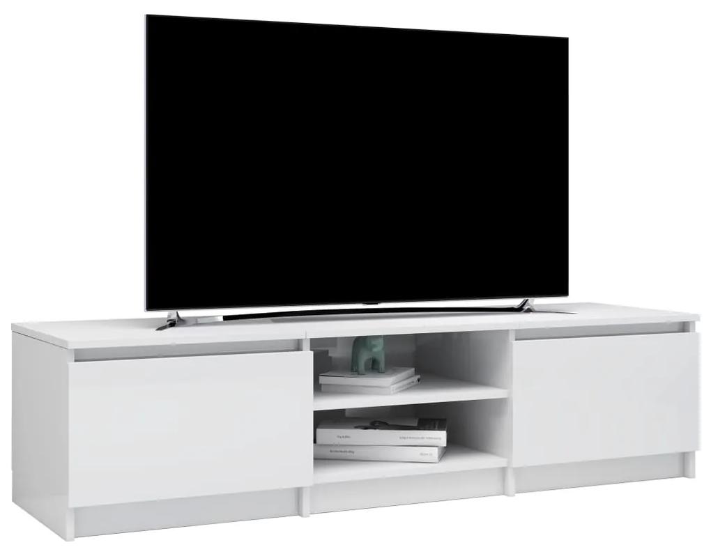 Comodă tv, alb extralucios, 140 x 40 x 35,5 cm, pal