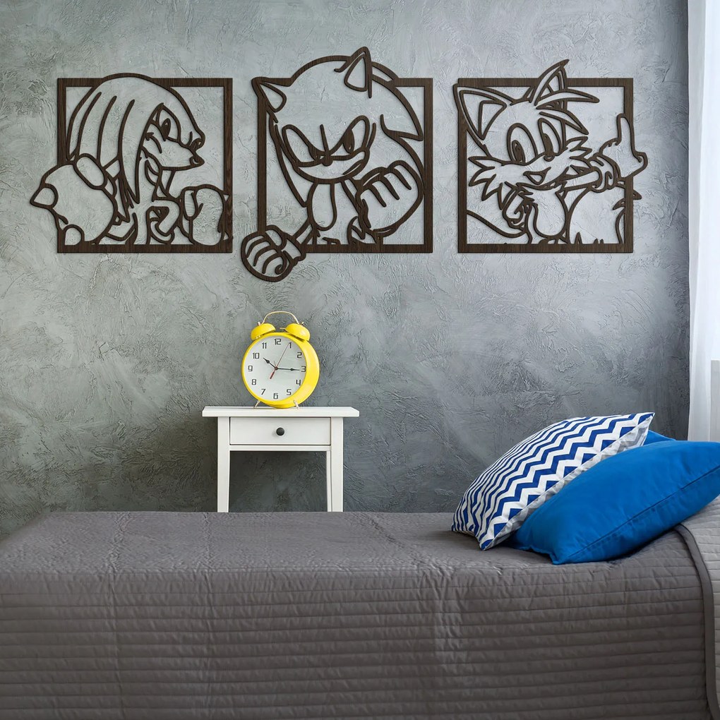 DUBLEZ | Tablou 3 piese pentru copii - Ariciul Sonic