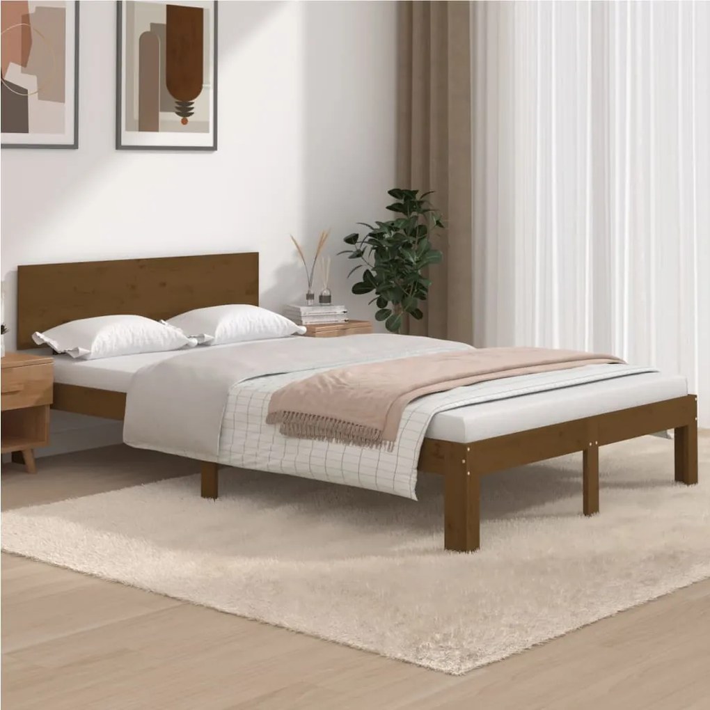 810493 vidaXL Cadru de pat, maro miere, 120x200 cm, lemn masiv
