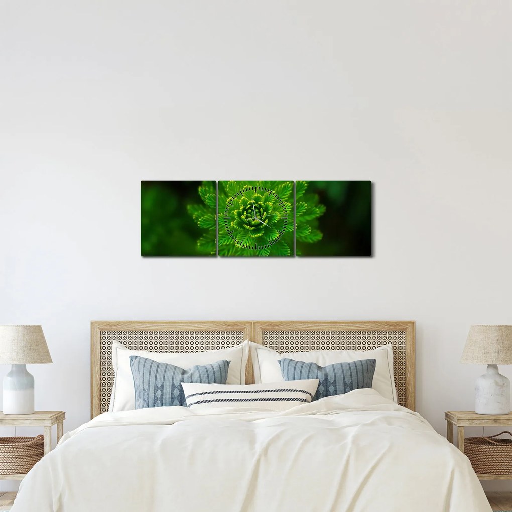 Tablou cu coniferi (cu ceas) (90x30 cm)