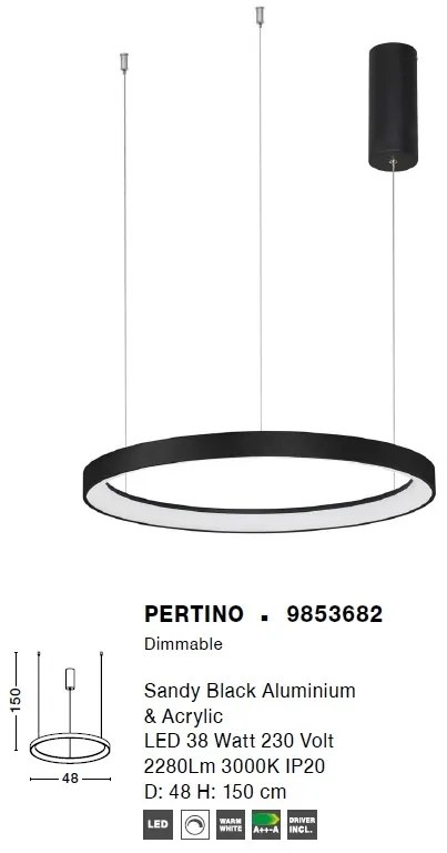 Lustra LED design modern circular PERTINO negru 38W NVL-9853682