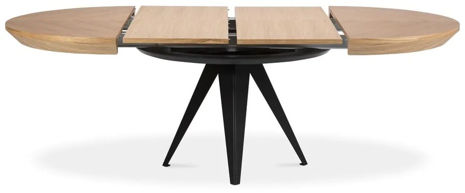 Masă de dining rotundă extensibilă cu blat cu aspect de lemn de stejar cu blat suplimentar ø 120 cm Magnus – Windsor &amp; Co Sofas