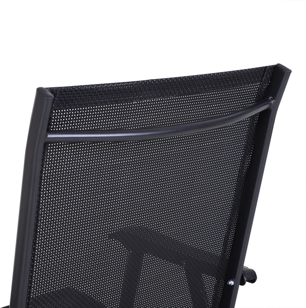 Outsunny Set 2 Scaune de Grădină Pliabile cu Brațe, Scaune pentru Prânz de Exterior din Metal și Texteline, pentru Terasă, Balcon, Curte, Interior și Exterior, 58x64x94cm, Negru | Aosom Romania