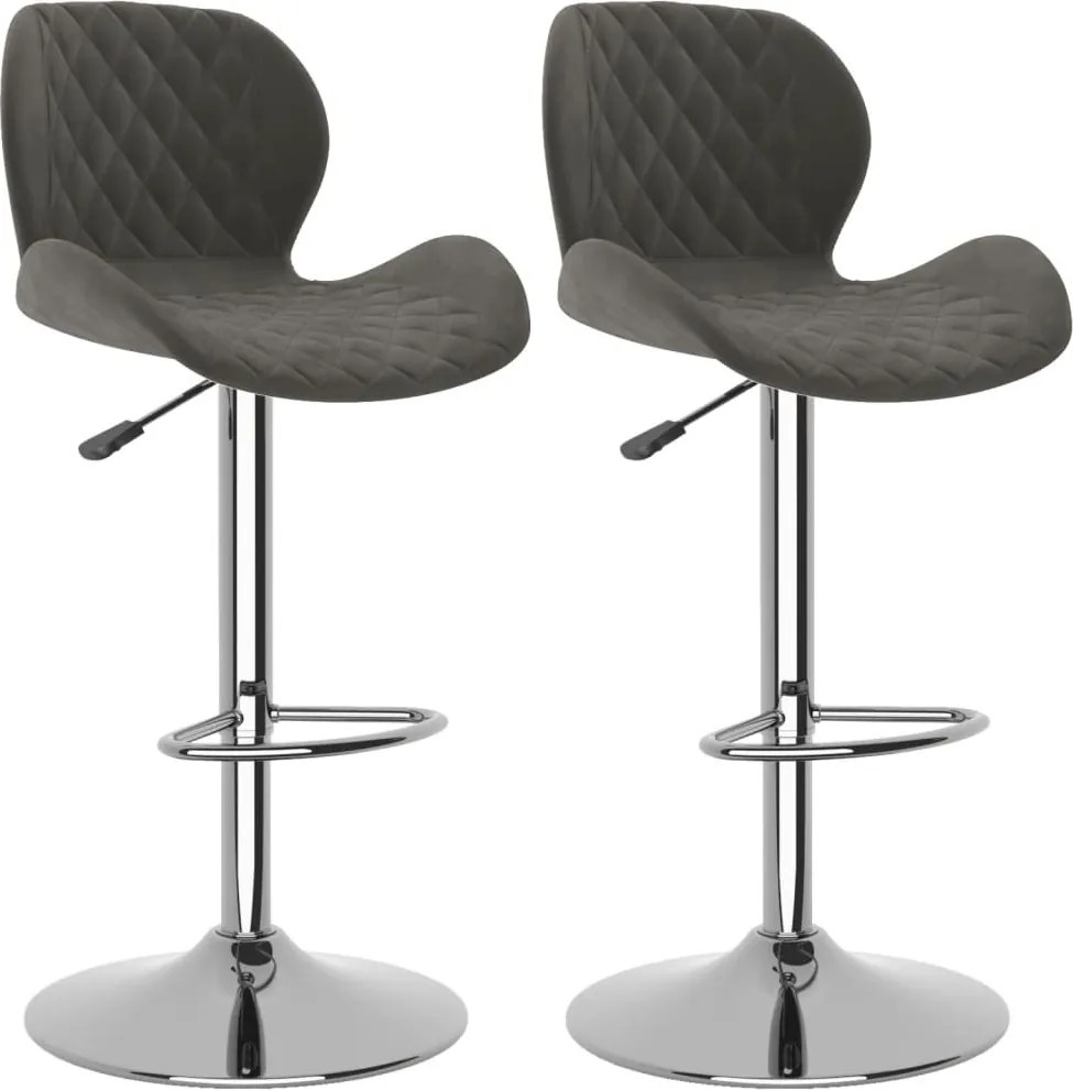 vidaXL Scaune de bar, 2 buc., gri închis, catifea