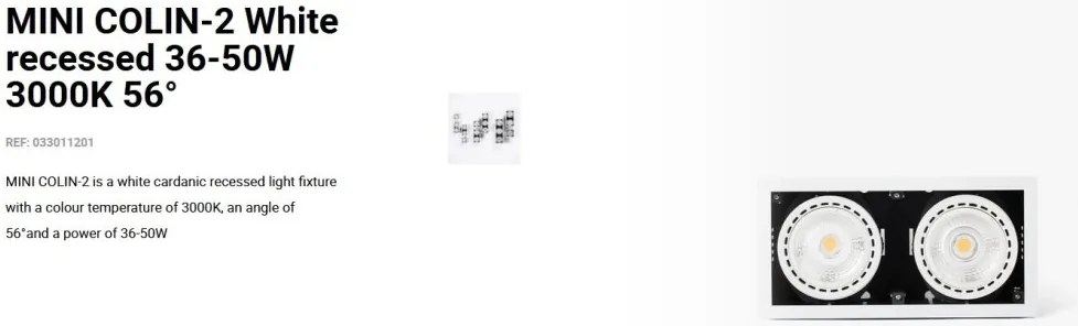 Spot LED incastrabil MINI COLIN-2 White recessed 36-50W 3000K 56°