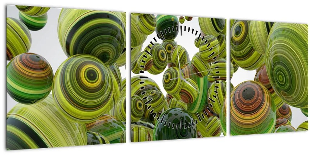 Tablou cu bile în dungi (cu ceas) (90x30 cm)