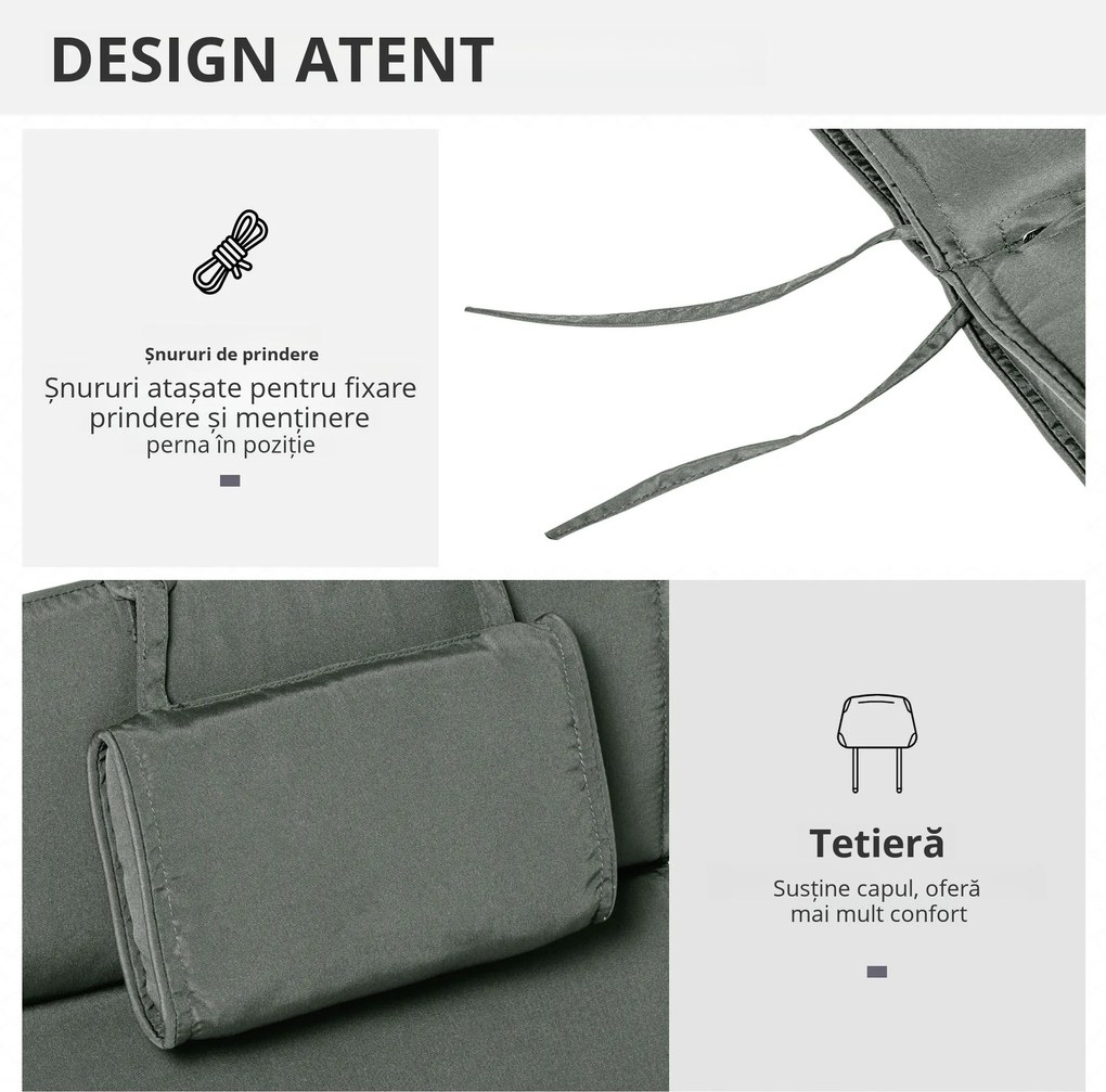Outsunny Saltea pentru Șezlong, Design Modern, Confortabilă și Ușor de Întreținut, 198x53x5cm, Gri | Aosom Romania
