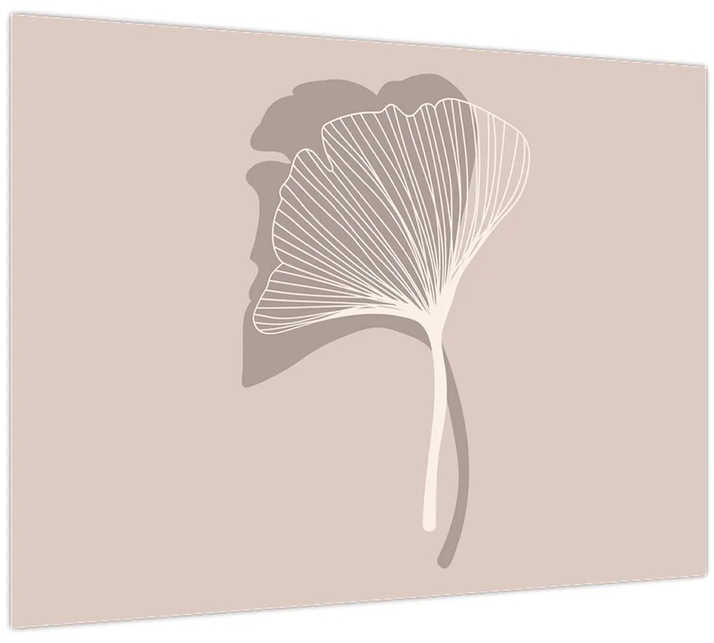 Tablou pe sticlă - Frunze bej N⁰4 (70x50 cm)