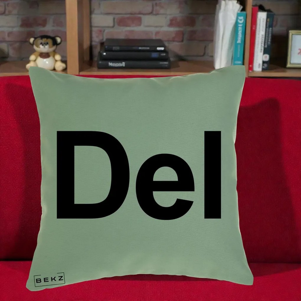 Perna Personalizata Tasta Del Tipografie Bold, 40x40 cm, Verde, Husa Detasabila, Perna Inclusa, BEKZ®