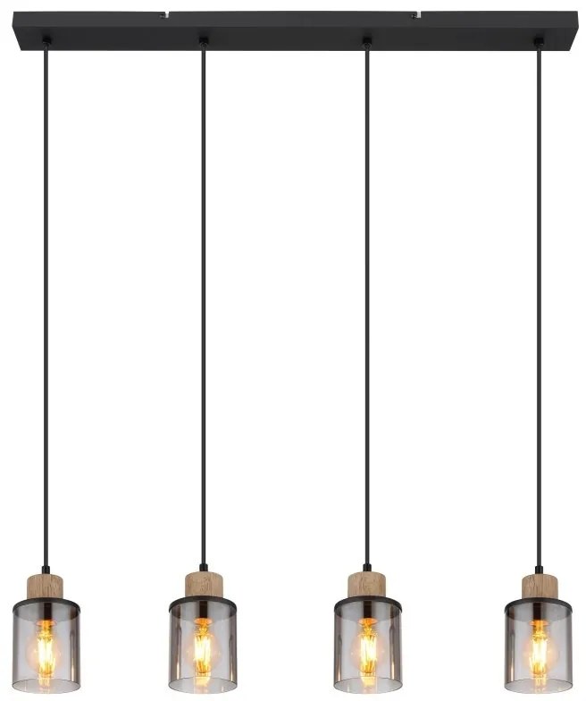 Lustra suspendata design modern REID negru, fumuriu, maro inchis