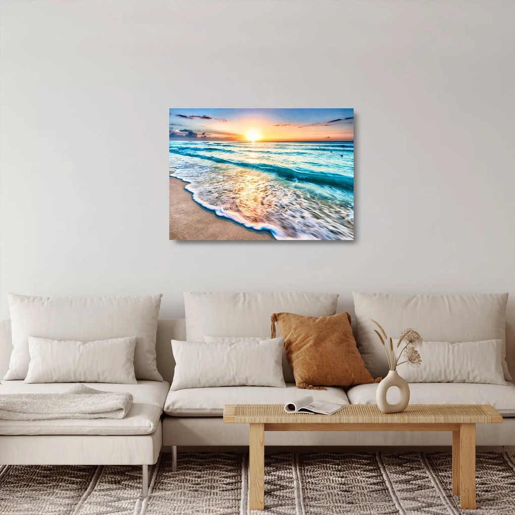 Tablou pe sticlă - Plaja de la mare (70x50 cm)