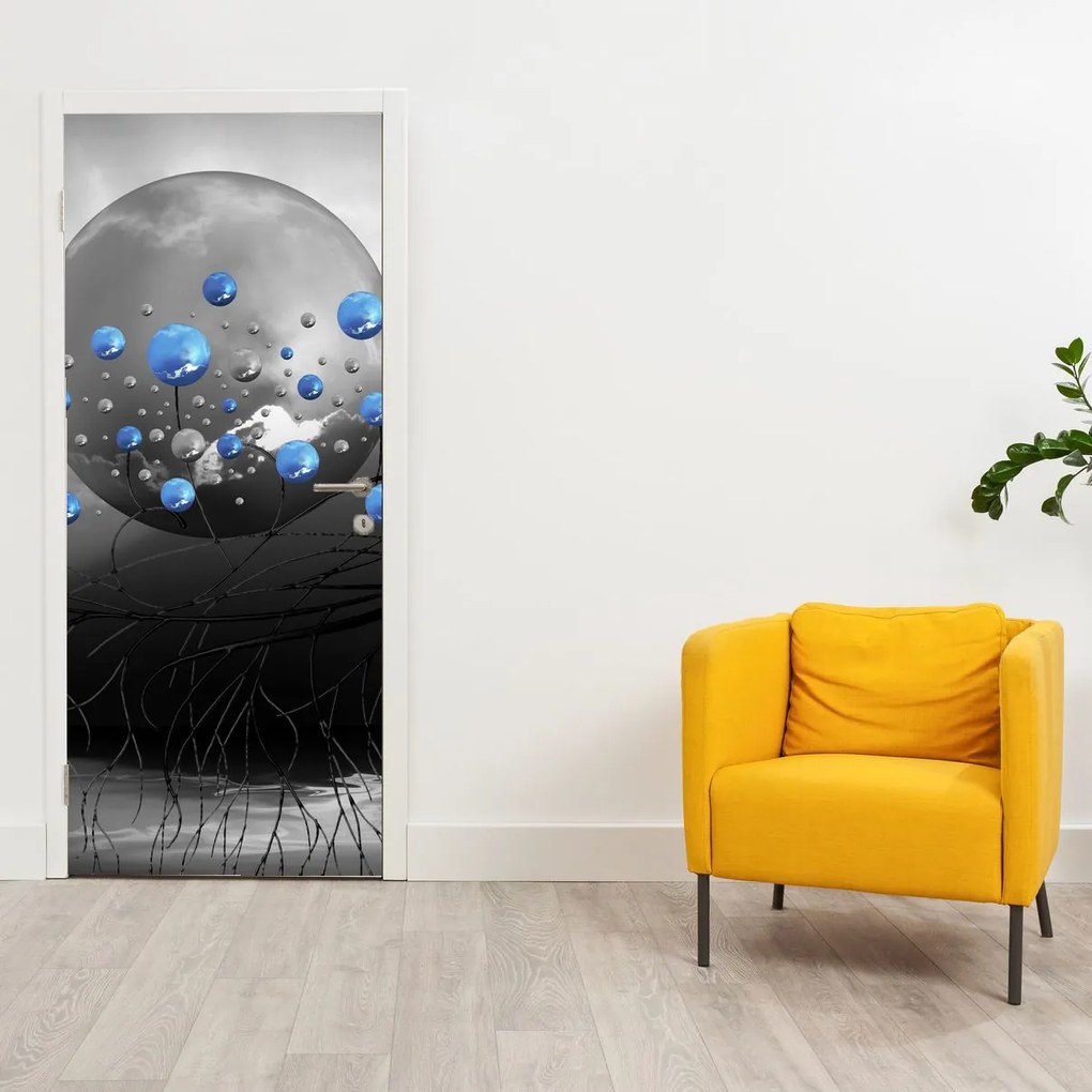 Fototapet pentru ușă - Sferă albastră abstract (95x205cm)