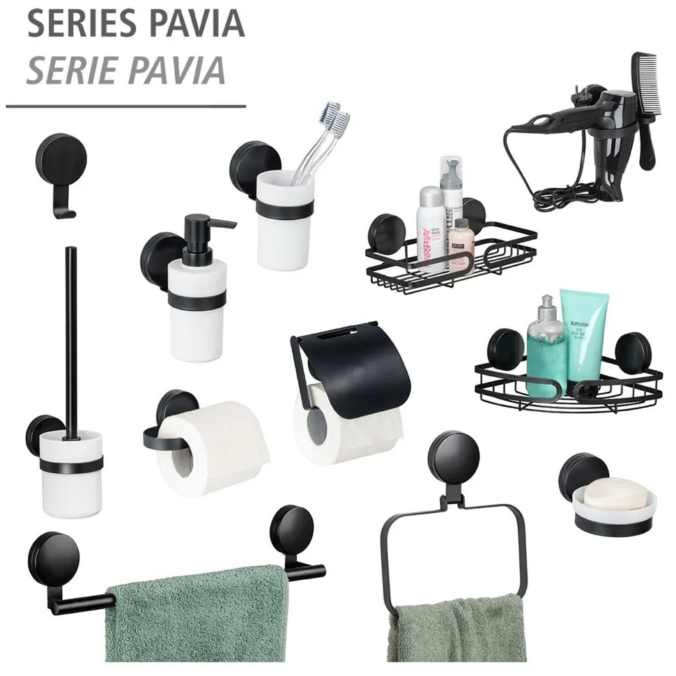 Set 2 cârlige pentru prosoape Wenko Pavia, negru