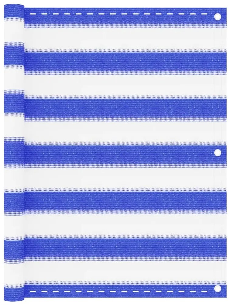 vidaXL Paravan de balcon,albastru și alb, 75 x 500 cm, HDPE