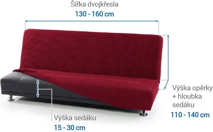 Nueva Textura Huse care se întind foarte bine NIAGARA bordo 2fotoliu cu manere de lemn (l. 130 - 160 cm)