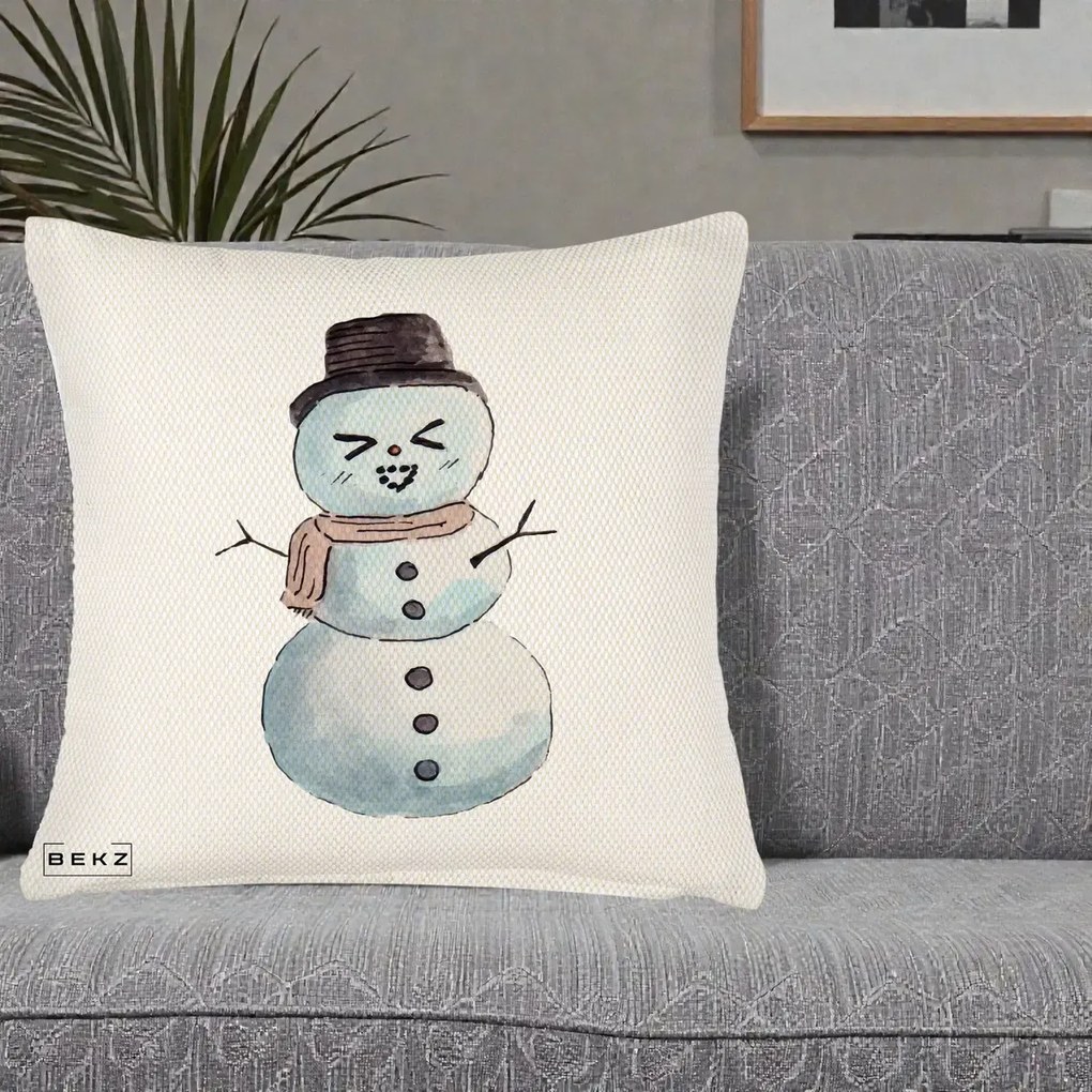 Perna Decorativa Om de Zapada Kawaii Haios, 40x40 cm, Crem Reliefat, Husa Detasabila, Perna Inclusa, BEKZ®