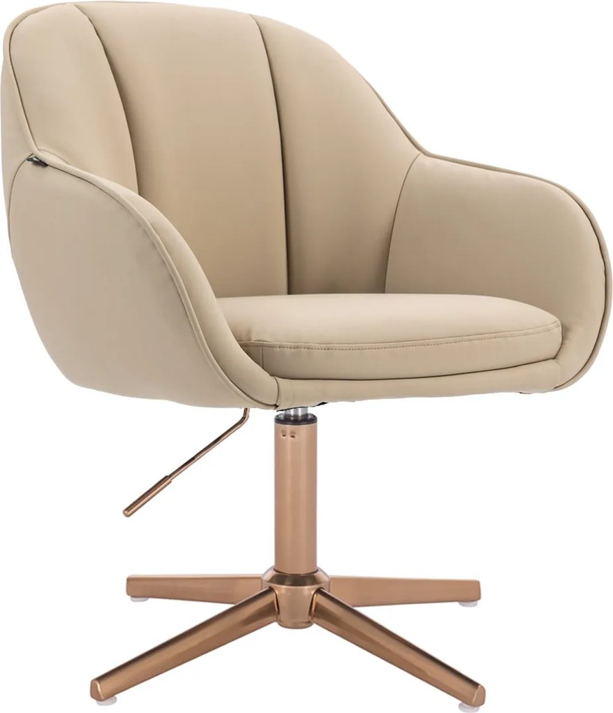 HR2055CROSS Scaun Crem din Piele Ecologica cu Bază Aurie