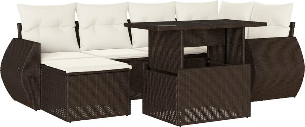 vidaXL Set canapele de grădină cu perne, 7 piese, maro, poliratan