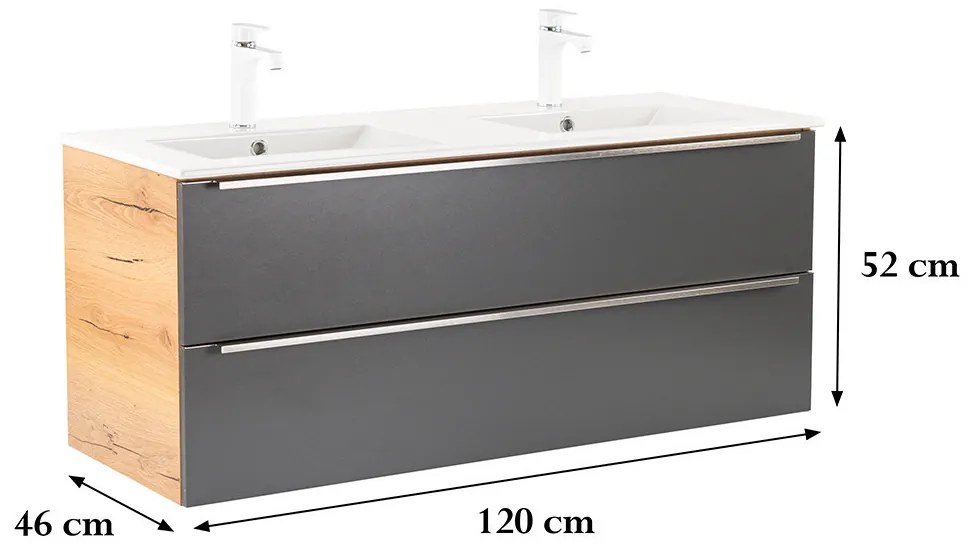 Dulap de bază Vario Trim 120 cu chiuvetă stejar-antracit