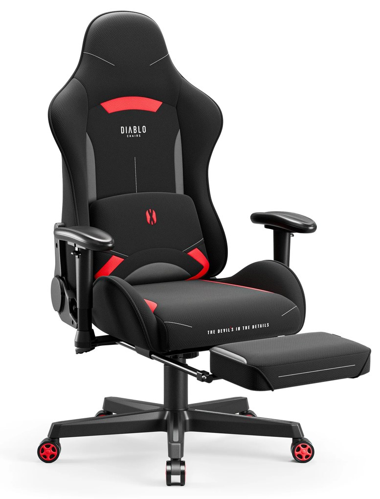 Scaun de gaming pivotant Diablo X-Starter negru și roșu