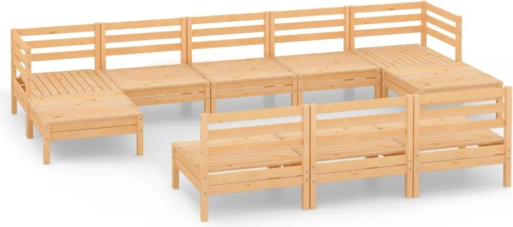 vidaXL Set mobilier de grădină, 10 piese, lemn masiv de pin