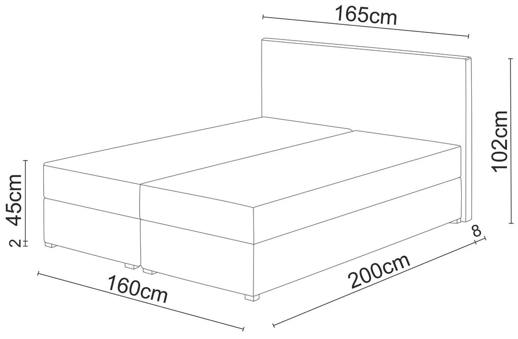 Pat matrimonial Boxspring 160 cm Fade 2 (gri) ( cu saltea și sp. depozitare). 1046498
