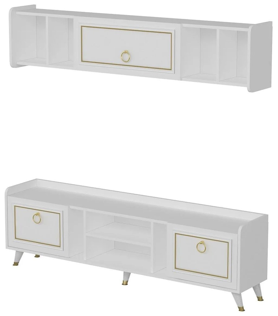 Mobilier living Naleta 2 (alb + auriu) . 1095674