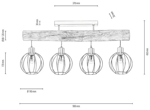 Lustră aplicată Spot-Light DO6977404 BERIS 4xE27/25W/230 pin